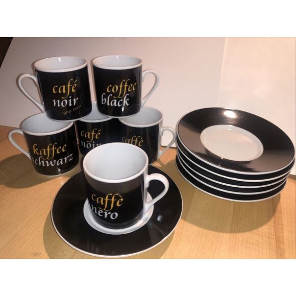 I. Godinger Company 12 PC SET Espresso Demitasse Cups and Saucers Coffee EXC!!! - Picture 2 of 12